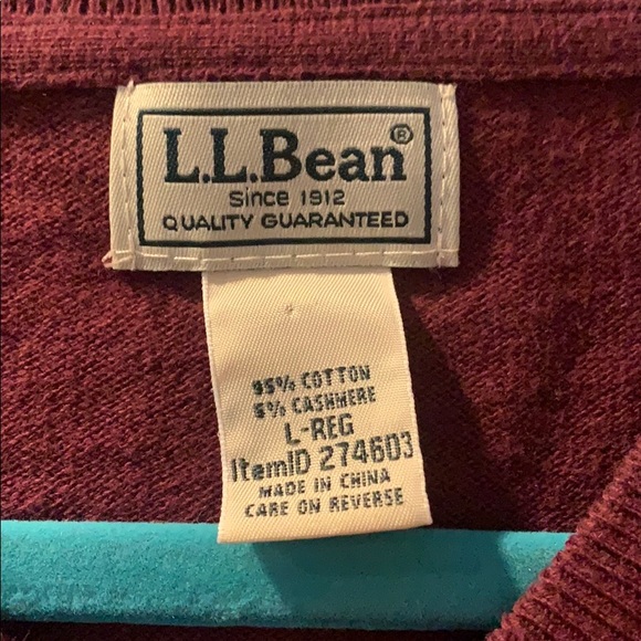🌼 3/$18. L.L. Bean cotton/cashmere sweater size L burgundy - Picture 3 of 7